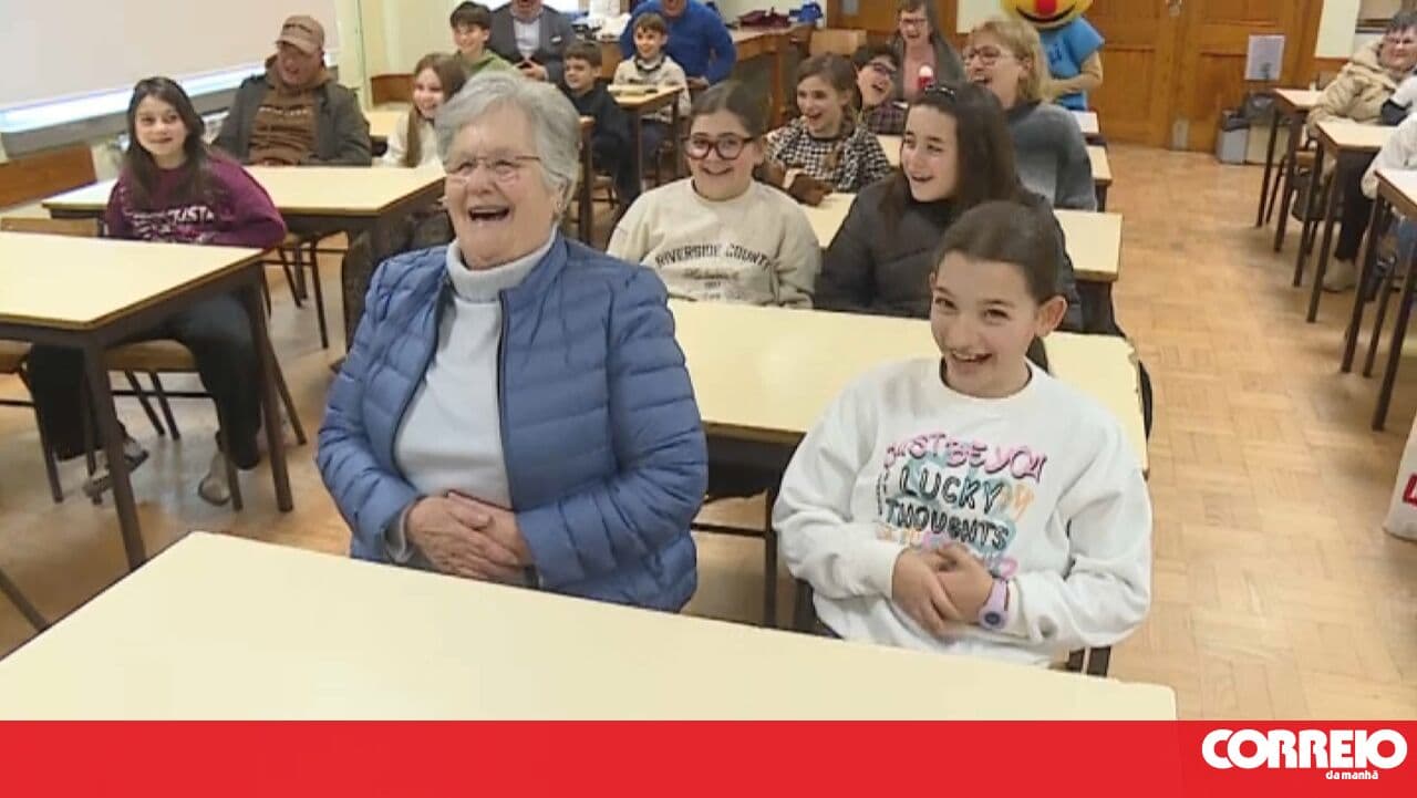 Children and older people share a laughter therapy class