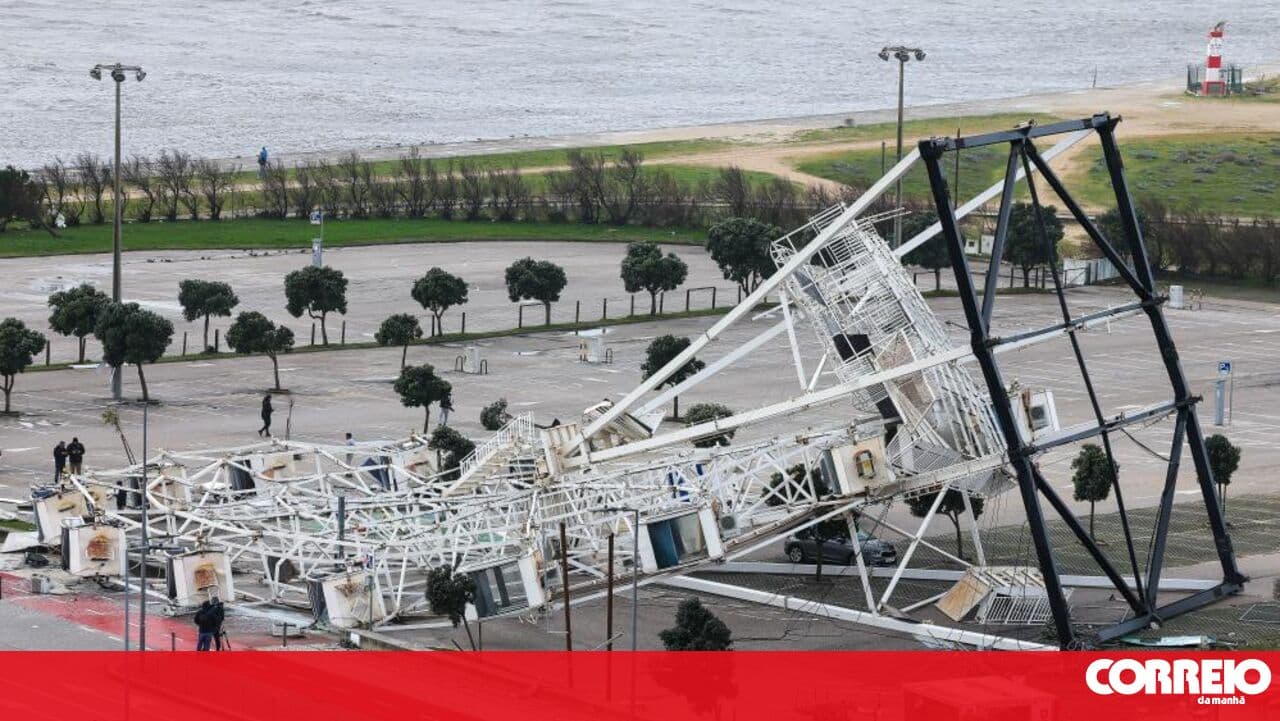 Striking images: Storm Kristin has left a trail of destruction across Portugal