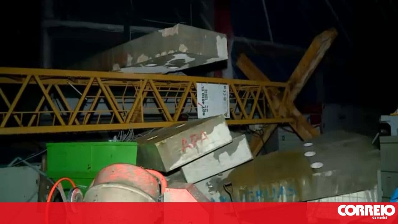 Crane toppled and debris strewn: The scene of destruction at Leiria Municipal Stadium caused by depression Kristin