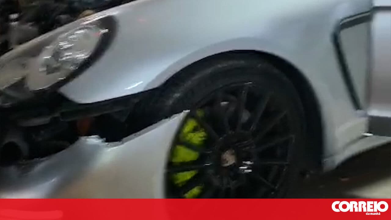 Video shows wreckage at the scene where a Porsche skidded and crashed into three cars in Cascais