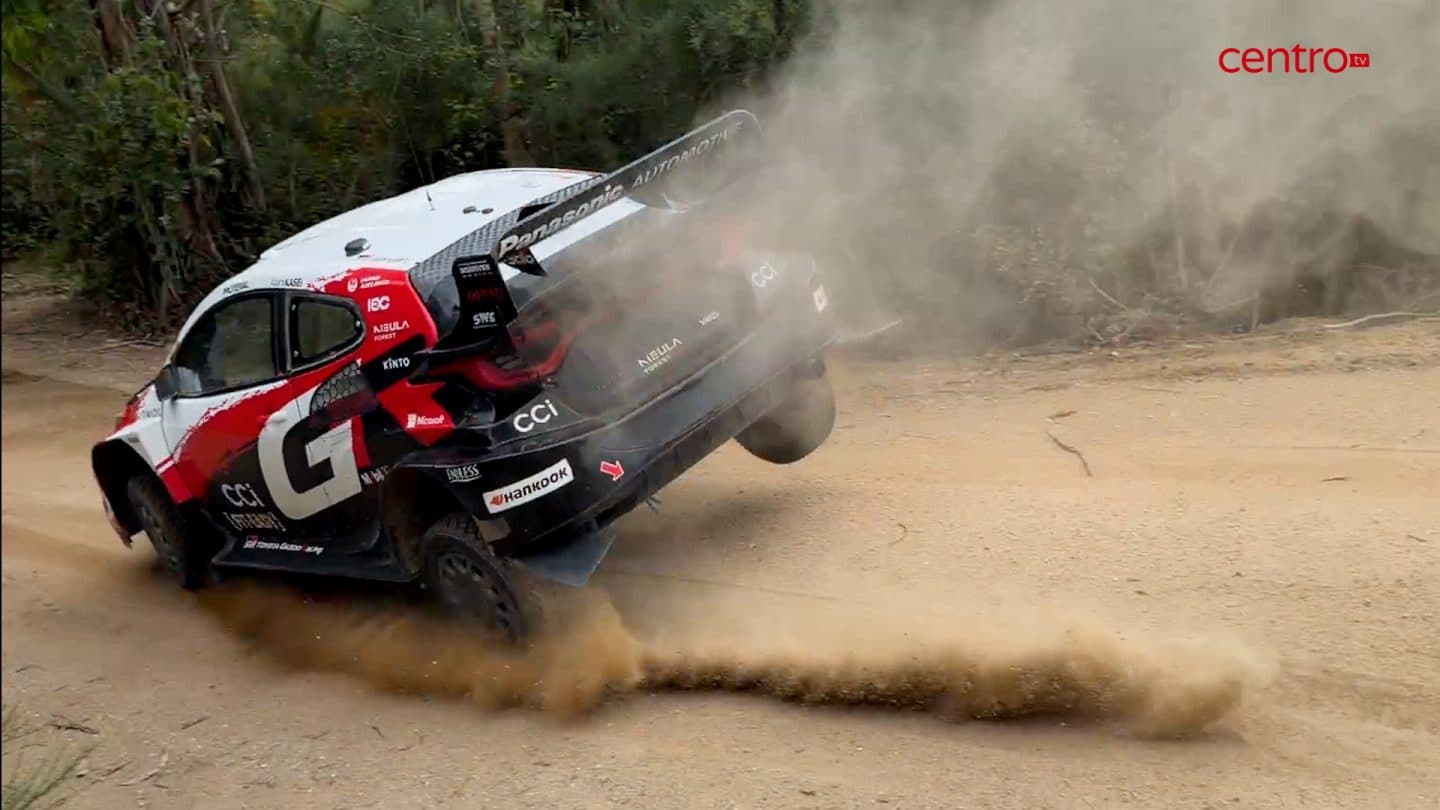Toyota with driver Pajari tested for the Rally de Portugal in Tábua