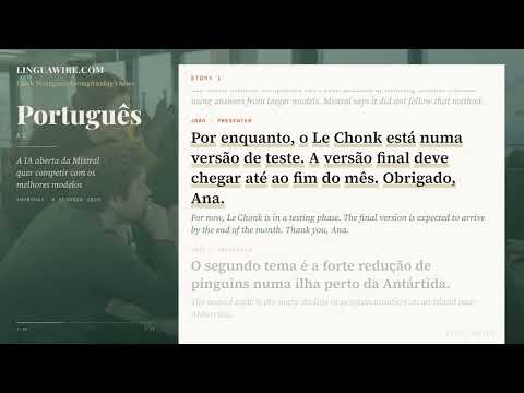 Learn Portuguese A2 | Slow Portuguese News with Subtitles: O modelo de IA da Mistral, com 1 bilião…