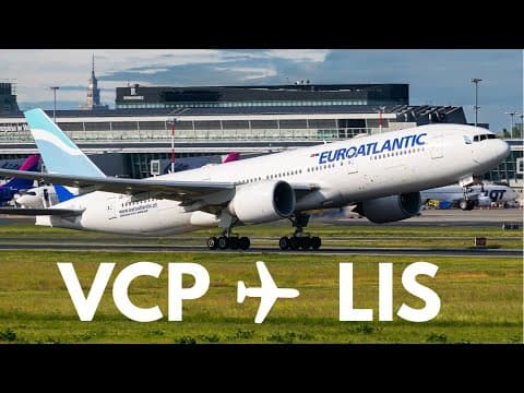 TRIP REPORT| Único no YouTube! Voando na Premium Economy do 777-200 da EuroAtlantic  de VCP para LIS