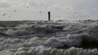 Seven districts under orange warning due to rough seas. Waves may reach 10 metres