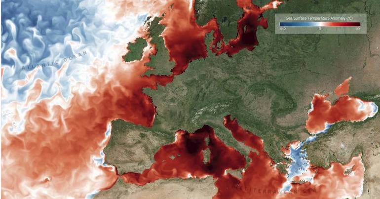Atlantic and Mediterranean are also in a heatwave