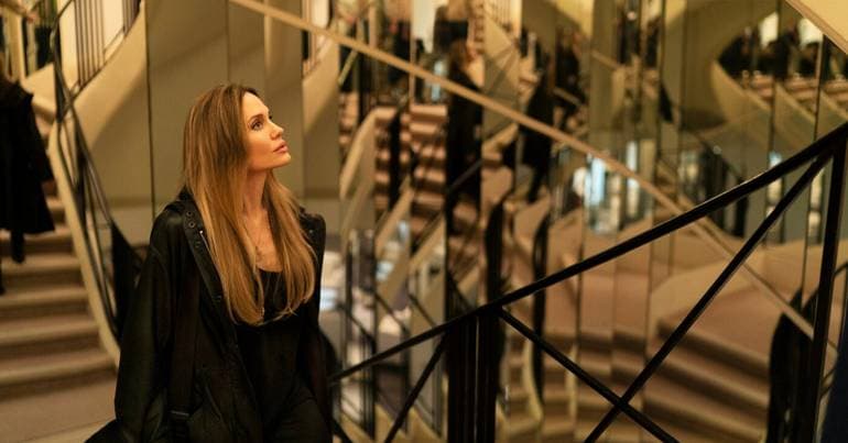 Angelina Jolie in haute couture with low dramatic voltage