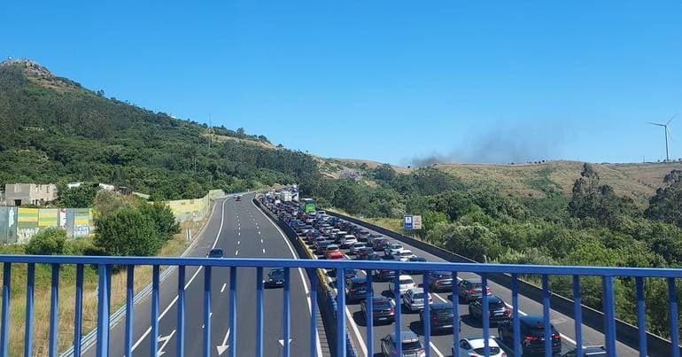 Bus on fire disrupts traffic on the A8