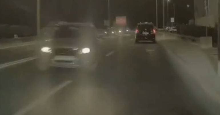 Out-of-control car driving against traffic on the Cascais coastal road