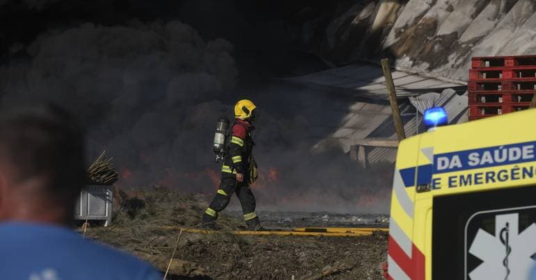 Fire destroys two warehouses in Vieira de Leiria