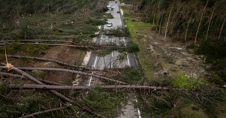 The area hit most violently by the storm