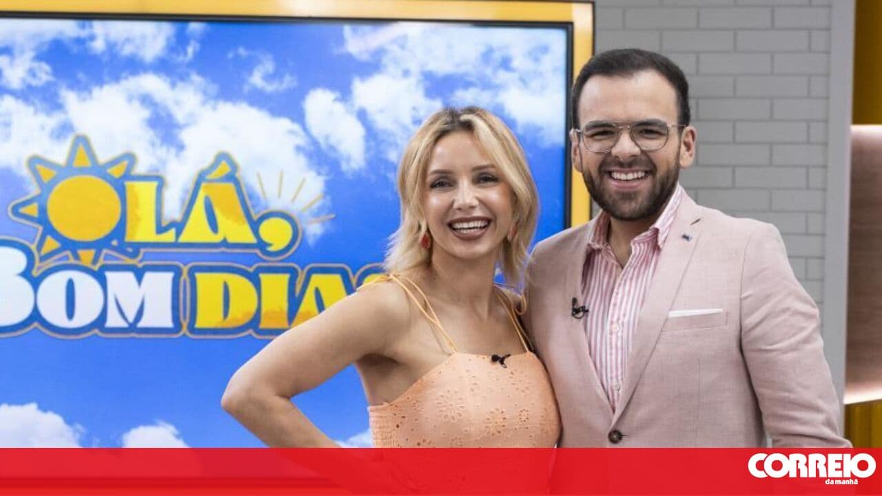 Luciana and Rúben behind the scenes of 'Olá, bom dia!'