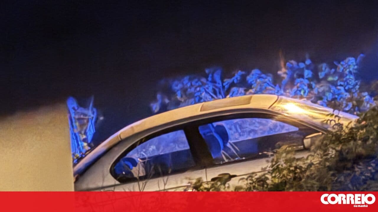 Car skids off road and risks falling down a slope in Cascais