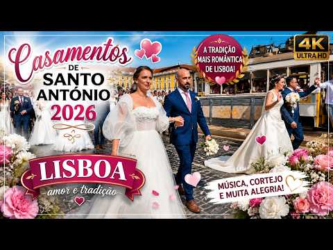 CASAMENTOS DE SANTO ANTÓNIO 2026 ❤️ | O Grande Dia do Amor em Lisboa 💍 🇵🇹 4K