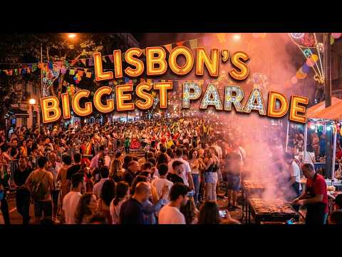 Walking Lisbon's Biggest Street Parade - Santo António Festival 4K (No Face Walking Vlog)